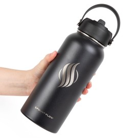 Insulated water bottles 32oz, 3 Lids (Straw Lid), Leak Proof water bottle flask - stainless steel water bottles, vacuum insulated water bottles, water bottles for school - flask water bottles