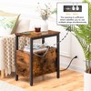 HOOBRO End Table with Charging Station, Narrow Side Table with