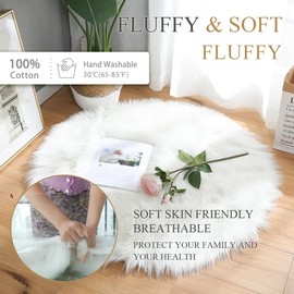 Dxmimer 2Pack 12 Inches Mini Faux Fur Rug,Soft Fluffy Plush Area Rug Chair Cover Seat Pad Nail Mat,Locker Rug,White Photo Props Background for Tabletop Photography, Jewelry, Nail Art, Home Decor