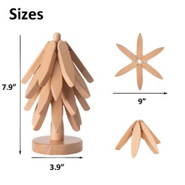 BEIYUANYA Wooden Trivets for Hot Dishes,Tree Shape Trivet Set,Trivets for Hot Dishes,4 Wooden Trivets+1 Stand stored,Tree Insulated Table Mat (Beech Wood)