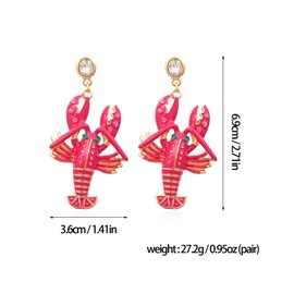 CYV Boho Lobster Crawfish Animal Statement Dangle Stud Earrings for Women Vacation Beach Jewelry (pink)