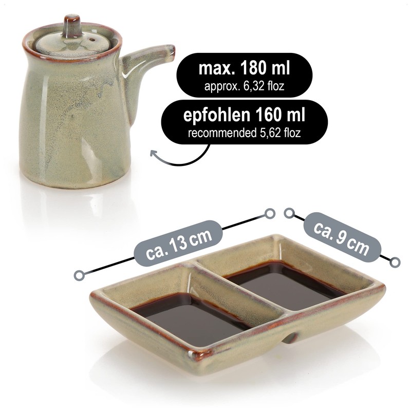 com-four® 2 Piece Sushi Serving Set - Ceramic Sauce Bowl