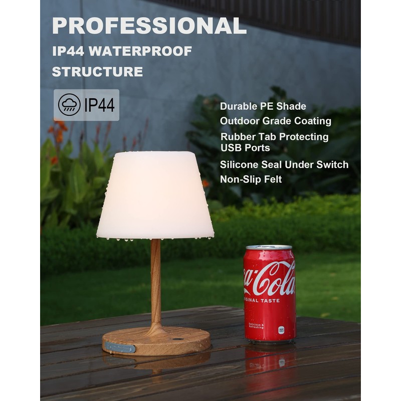 WEILAILUX Outdoor Battery Operated Table Lamp Waterproof, 4000mAh Cordless Table