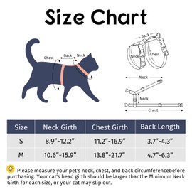 Dooradar Cat Harness and Leash, Escape Proof Adjustable Kitten Harness, Lightweight Soft Pet Harness, Easy Wearing for Small Medium Cats Safe Walking Travel Control, White, S