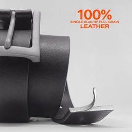 Marino Avenue Men's Belt 100% Leather Casual Belt Looks Great with Jeans, Khakis, Dress-Classic Single Prong Buckle with Elegant Gift Box - Deep Charcoal - 32 (Waist: 30)