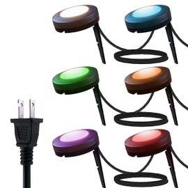 UltraPro LED Landscape Lights, Color Changing, Large, 6 Pucks, 48ft, Outdoor Lighting, Patio, Deck, Balcony, Garden, Walkway, All Seasons, Weather Resistant, Durable, Multi-Setting, 60769