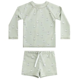 GoUseGo Kids Swimwear, Boys, 3 Piece Set, Children's Swimwear, Long Sleeve Rash Guard, Surf Pants, Cap, 80-130 cm, Elementary School, Separate, Swimwear, Top and Bottom Set, Baby Swimwear, Infant