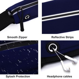 Slim Running Belt For Men and Women Waist Fanny Pack Phone Holder Pouch Bag Reflective Zipper Pocket Workout Cycling Fitness