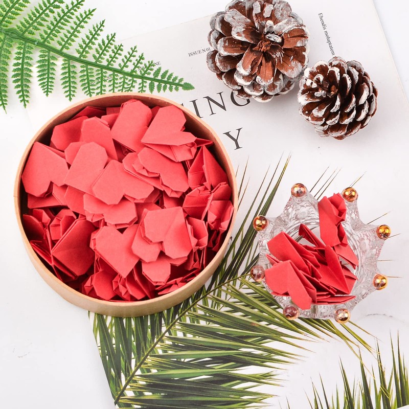 CRAFFANCY 100 Pcs Origami Paper Hearts, Red Double Sided Origami