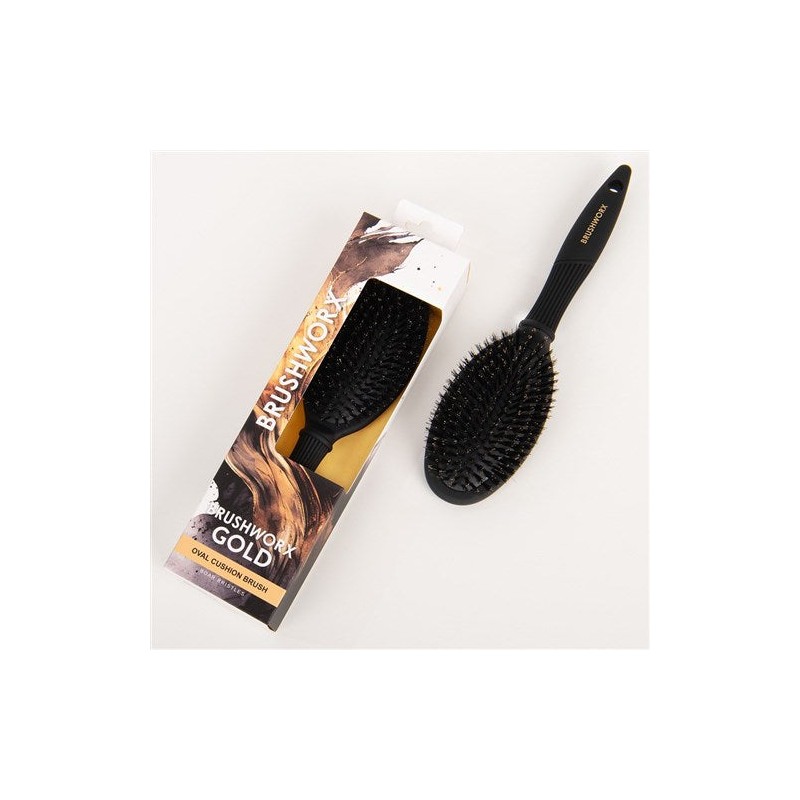 Brushworx Gold Oval Cushion Brush Boar Bristle