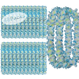 Mowane Leis for Luau Party, 48 Count | Thick and Lush Flower Leis for Luau Parties, Graduations, Birthdays, and Beach Weddings | Tropical Party Decorations and Hula Dance Accessories (48Pcs Blue)