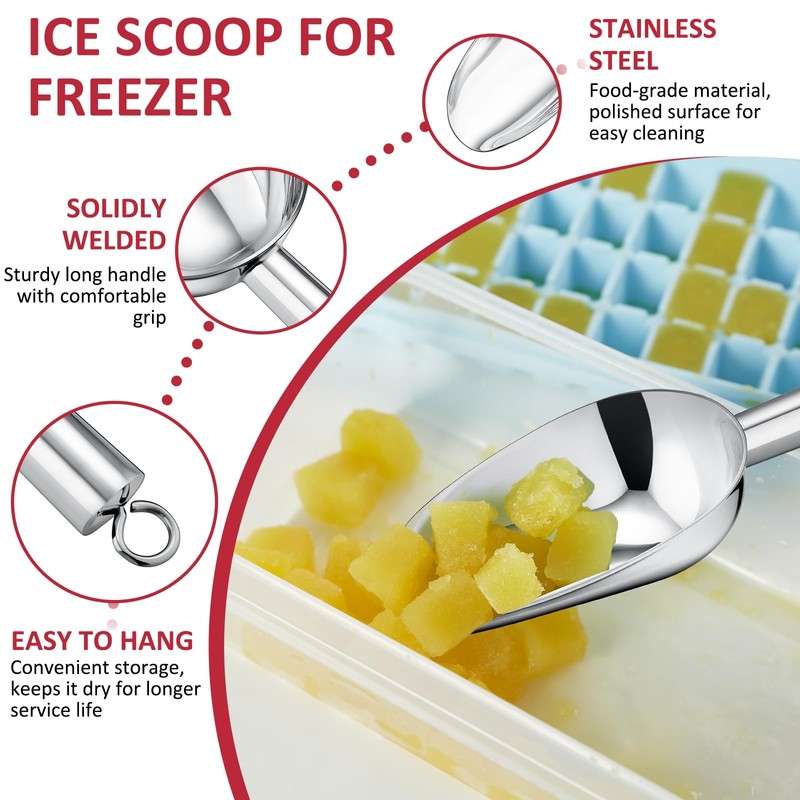 Metal Ice Scoop 6oz, Leonyo Stainless Steel Ice Scoop for