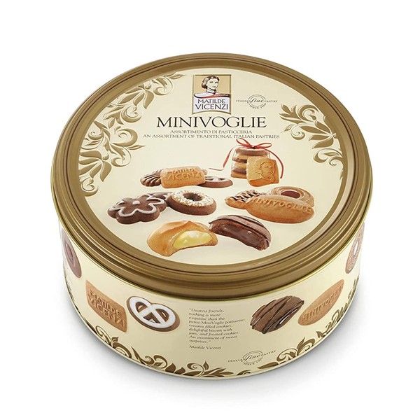 Matilde Vicenzi Minivoglie Shortbread Cookie Gift Tin - Imported Assortment Of Italian Butter Cookies & Crispy Tea/Coffee Pastries, Fall Flavored Holiday Bakery Snacks, Kosher Dairy, Non-GMO, 17.6 oz
