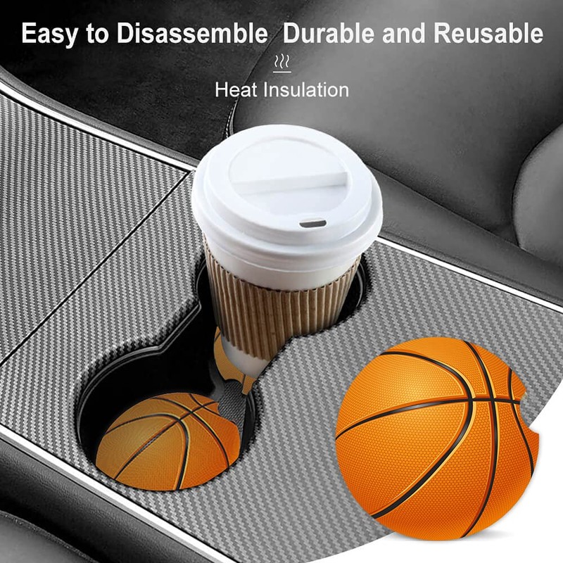 Basketball Absorbent Car Coasters,Cool Ceramic Cup Holders Coasters with a