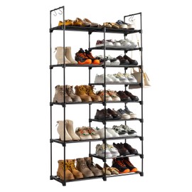 Non-woven Shoe Rack with Handles, for Living Room, Changing Room, Bedroom, Study(33.46"×12.2"×61.5"). (Black)