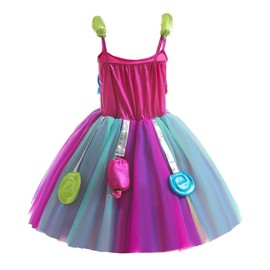 Lito Angels Lollipop Candy Carnival Costume Dress Fancy Dress with Headband for Children Girls, Size 4-5 Years 110, Purple Rainbow (Tag Number 110)