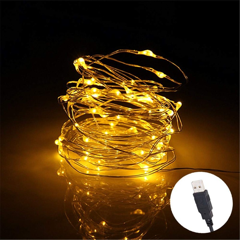 BUYERTIME USB String Lights 5M/16.4ft 50 LEDs, USB Powered Silver
