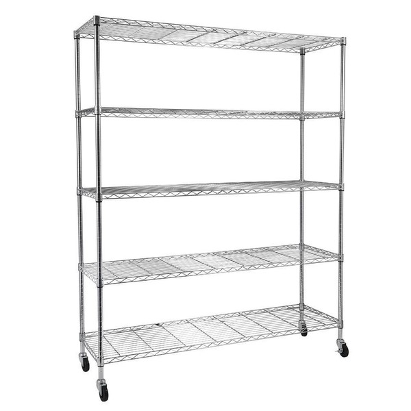 Unbranded Adjustable Heavy Duty Storage Rolling Wire Rack Shelf with