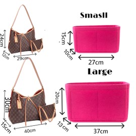 Mausouca Felt Purse Organizer with Zipped, Bag Organiser Insert for Women,Perfect for carrycall Neverfull Tote (Deep pink, small)