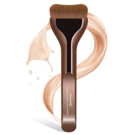 Brochas Maquillaje Profesionales Pincel Para Base De Maquillaje 1pzs Brocha Plana Para Base Líquida Y Corrector Color Color Bronce Metálico Maange