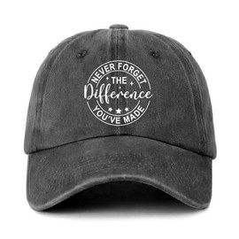 GOSJINNK Funny Distressed Washed Black Baseball Caps Never Forget The Difference You've Made Printed Adjustable Cotton Baseball Hats Great Birthday Gifts for Men Women Retirement Gifts for Dad Mom
