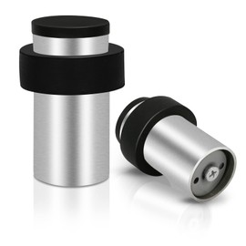 Door Stopper Stainless Steel Floor Mount Door Stop Cylindrical Door Stoppers with Rubber Ring, 2 Pack Heavy Duty Modern Soild Commercial Industrical Cylinder Door Stop Silver Door Holder Catch