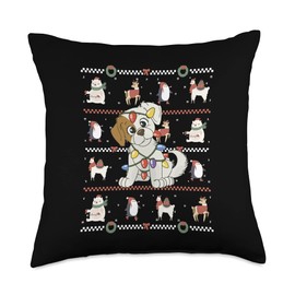 Lovely Christmas Dog Ugly Christmas Fairy Lights Christmas Animals for a Dog Lover Throw Pillow, 18x18, Multicolor