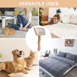 2Pcs Hand Wool Carders,Wool Carding Comb,Bamboo Air Cushion Fur Rugs,Needle Felting Brush Pillows for Coat Felt Tassel Dog Hair