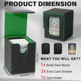 Jaffzora Deck Box for MTG Commander, Magnetic Card Display Case, TCG Card Storage Box, Holds 100 Double-Sleeved Cards, Black&Green