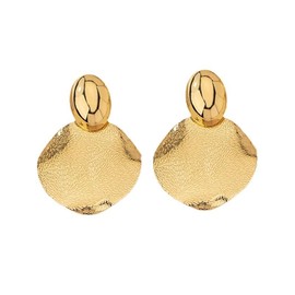 Gold Statement Earrings for Women, Trendy Chunky Gold Plated Croissant Hoop Earrings Round Disc Geometric Circle Twisted Hoop Stud for Teen Girls Jewelry Gifts (State3)