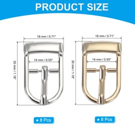 PATIKIL Single Prong Belt Buckle 1", 16 Pcs Metal Roller Buckle Oval Center Bar Buckles for Belt Purse Making Leather Hardware, Silver/Light Gold