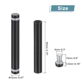 uxcell 12 Pcs Standoff Screws, 1/2" x 3.54" Stainless Steel Double Head Advertising Screws Wall Standoff Mounts Hardware for Acrylic Glass Sign Holder Wine Glass Rack, Black