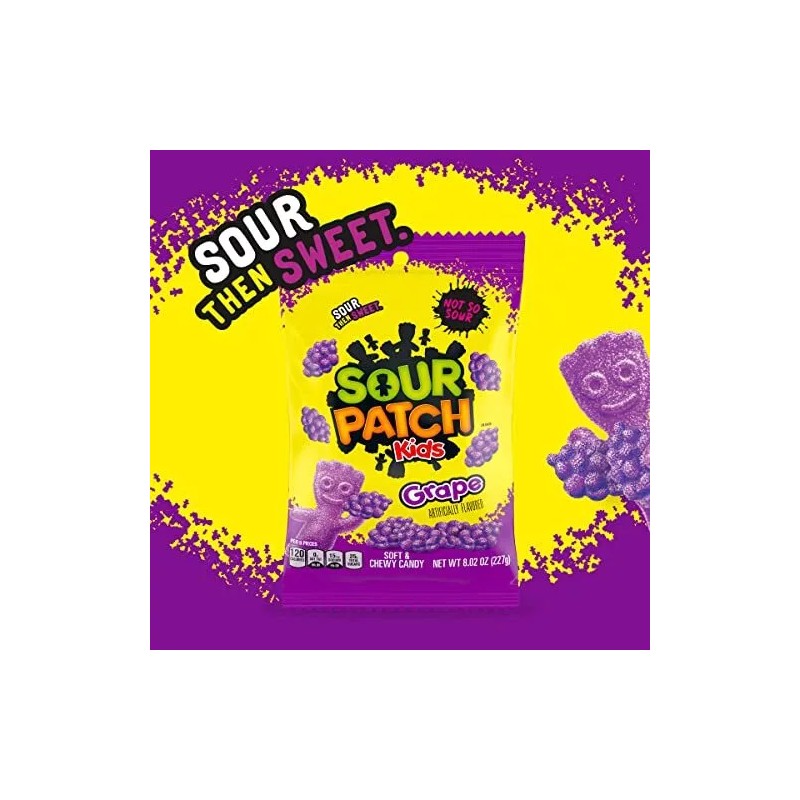 SOUR PATCH KIDS Grape Soft & Chewy Candy, 8.02 oz
