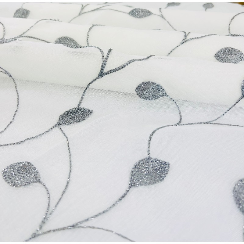 Serafina Home Decorative Sheer Fabric Shower Curtain for Bathroom: White