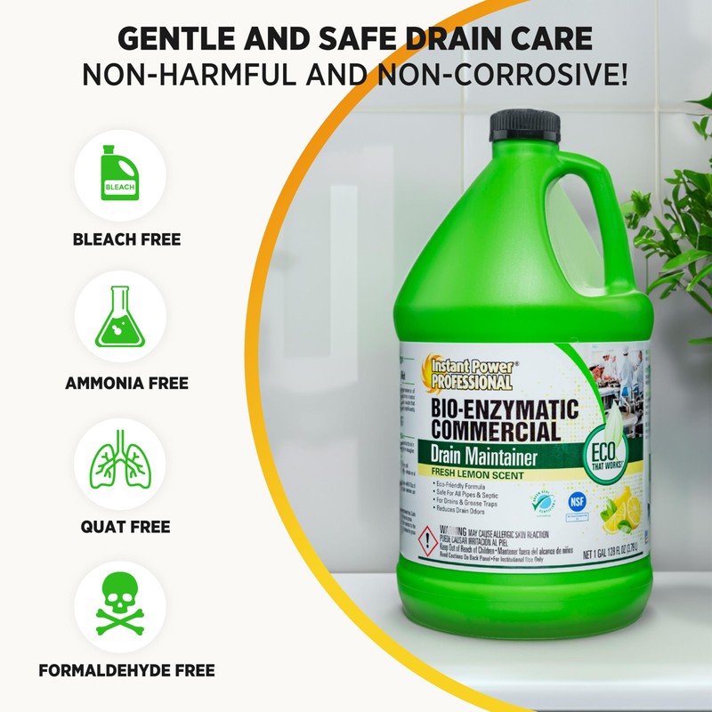Instant Power Professional Bio-Enzymatic Commercial Drain Maintainer, Drainage Clog Remover,