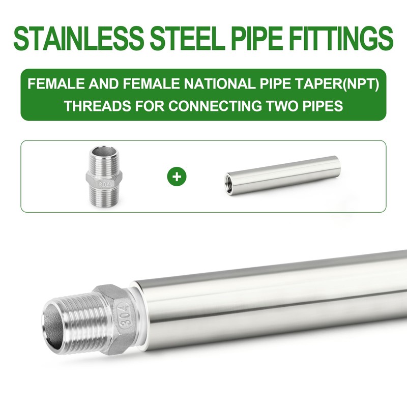 TAISHER 2PCS Stainless Steel Pipe Fittings, 1/2" NPT Female x