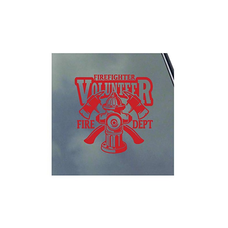 Volunteer Firefighter with Hydrant Vinyl Sticker Decal Fire Department