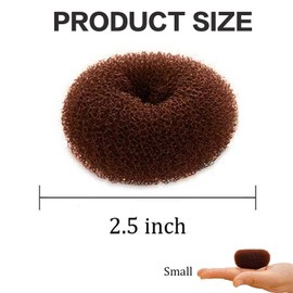 Extra Hair Donut Bun Maker for Kids, Ring Style Bun, 4PCS Chignon Hair Small Doughnut Shaper for Short and Thin Hair (Small, 2.5 Inch/Brown)