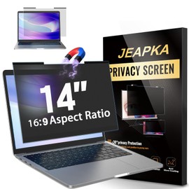 JEAPKA Magnetic Laptop Privacy Screen Filter 14 inch for 16:9 Widescreen Computer Monitor, Removable Anti Blue Light Privacy Shield, Anti-Glare Protector