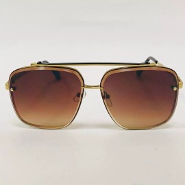 Men Sunglasses Gold Metal Frame Brown Gradient Lens Fashion UV400 Protection New