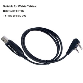 Retevis 2-pin Programming Cable, Cable Length 15 cm, Compatible with Walkie Talkie RT3 RT3S TYT MD-380 DMR Radios, Compatible with Win XP/7/8/9/10, Not Compatible with Windows 11 (Pack of 1)