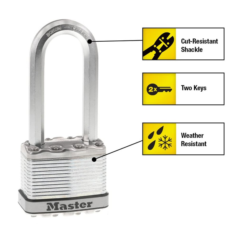 Master Lock M5XDLJ Magnum Heavy Duty Padlock with Key, 1