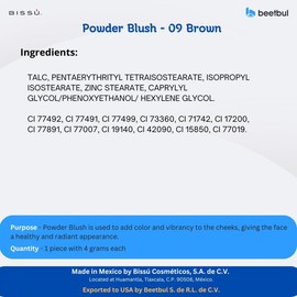 Rubor Bissú 4g c/u, Pigmentación intensa, textura suave, Acabados Mate y Satinados. (09 Morron)