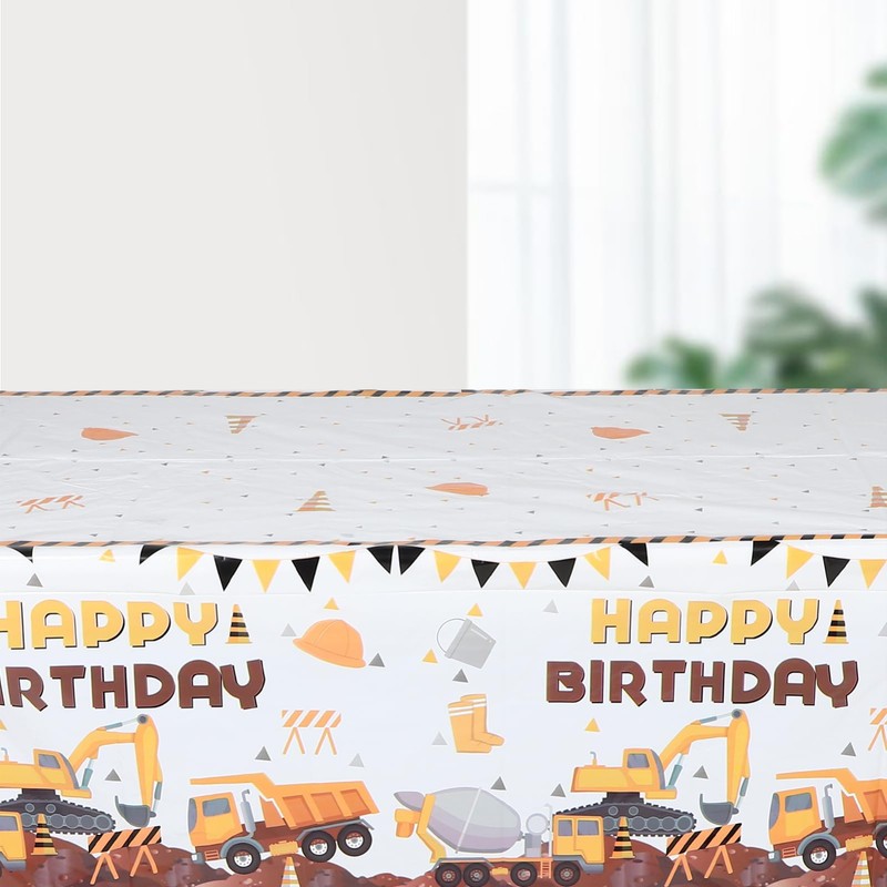 Alipis Engaging Construction Vehicle Tablecloth Waterproof Plastic Decor for Party