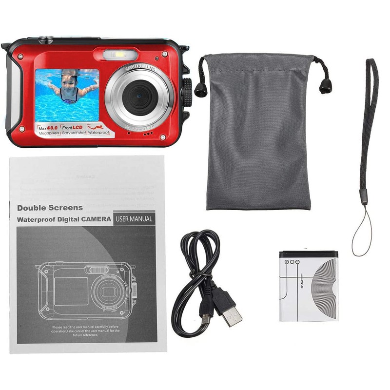 Acuvar 48MP Megapixel Waterproof Dual Screen Full HD 1080P Digital