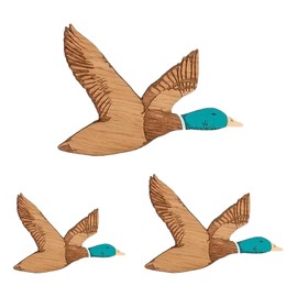 3 PCS Mallard Duck Wall Decor, Wooden Ducks Wall Art Signs, Rustic Flying Birds Carved for Home Living Room Bedroom Office Decorations
