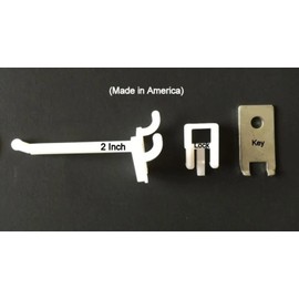 ProCraft Brand (250 Pack) 2 Inch Locking White Plastic Pegboard Peg Hooks (250 Locks, 12 Keys)
