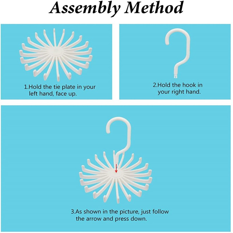 360 Degree Rotating Tie Rack - 21 Claw Plastic Hanger