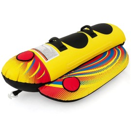 Costway 2-Person Inflatable Banana Boat w/ Boating & Water Sports 2 EVA-padded Seats