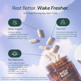 Suplemento para dormir BUZzz de Dr Sosnowski | Magnesio, propóleo, ashwagandha, valeriana, manzanilla | Relájate, duerme más profundamente, despierta 